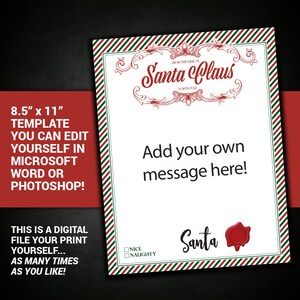 Carta de Papá Noel, editable, Carta de Santa Claus, Santa Claus, Carta, Imprimible, Navidad, Bricolaje, antigüedad, imprimible, Carta personalizada, plantilla