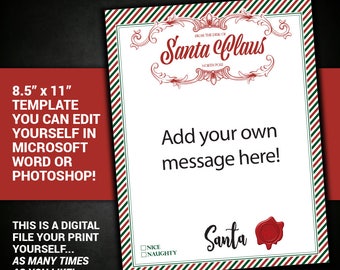 Letter from Santa, editable, Santa Letter, Santa Claus, Letter, Printable, Christmas, DIY, antique, printable, personalized letter, template