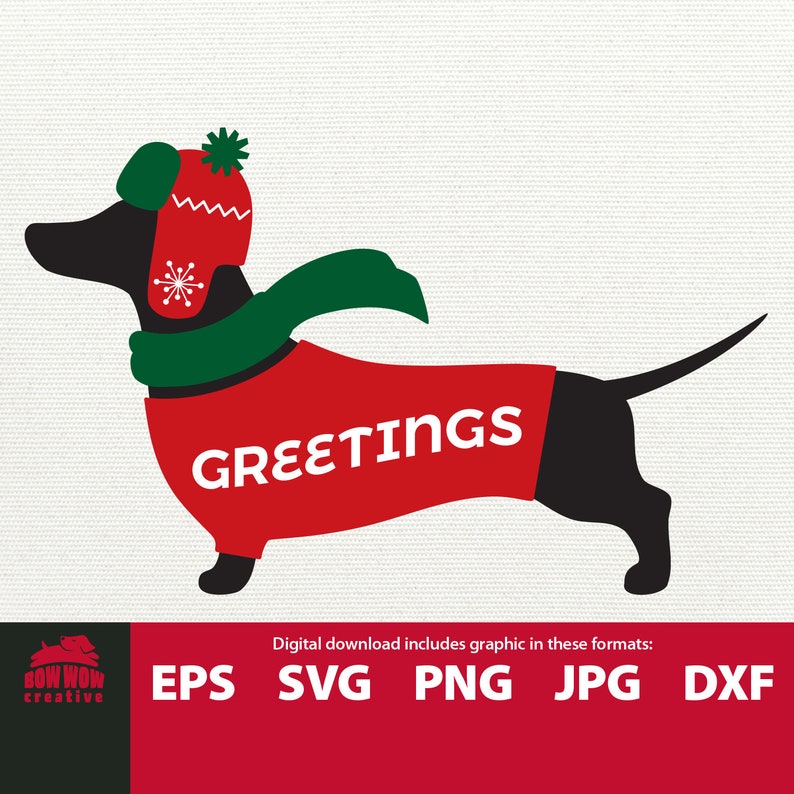 Download Dachshund Greetings svg Christmas Dachshund svg winter | Etsy
