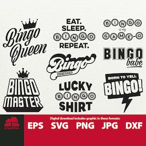 BINGO svg bundle bingo shirt design gift for bingo player svg bingo cutting file bingo cut file cutting file eps jpg png dxf files