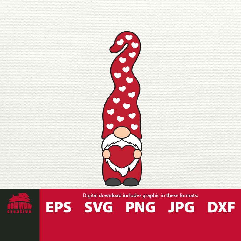 Download Valentine Gnome SVG holding heart with hearts on hat gift ...