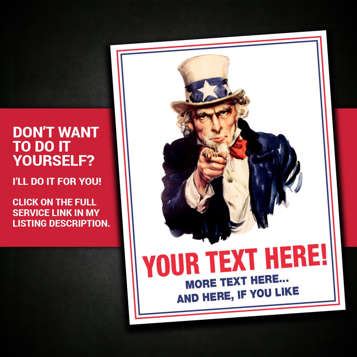 EDITABLE Uncle Sam poster uncle sam flyer Uncle Sam I Want You Etsy