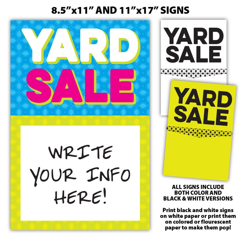Yard Sale Sign Kit Bundle Tag Sale Sign Garage Sale Sign Etsy