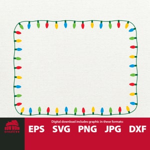 Lampadina di Natale bordo svg Bordo di Natale Luci di Natale svg Clipart di luce di Natale vecchio stile colorato Luci di Natale cornice