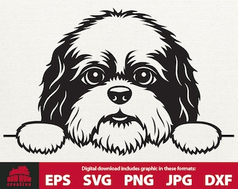 Peeking Shih Tzu svg file tascabile cucciolo clipart regalo per Shih Tzu amante svg Shih Tzu mamma Shih Tzu svg divertente shih tzu svg bianco e nero