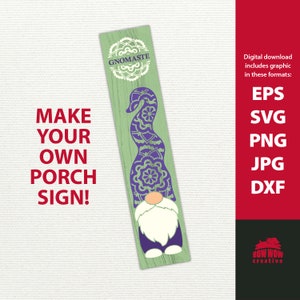 Gnomaste Mandala Wichtel Wichtel Schild svg lustige Yoga Wichtel Veranda Schild svg vertikal Willkommensschild svg spiritueller Wichtel svg Schneidedatei