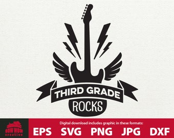 Third Grade Rocks Third Grade svg back to school svg third grade cutting file school svg 3rd grade svg 3rd grade clipart third grade svg