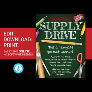EDITABLE Back to School flyer school supply drive flyer school fundraiser flyer school fundraiser template school flyer pta flyer templett