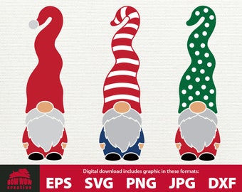 Christmas Gnome SVG Bundle gnome svg gnome clipart gnome cutting file gnome with striped hat gnome with polka dot hat svg file