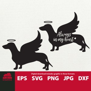 Dachshund svg dachshund memorial svg dachshund angel dachshund with angel wings dachshund svg clipart pet memorial cutting file doxie angel