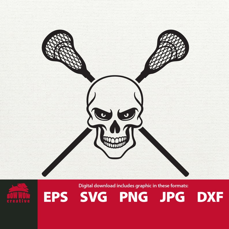 Crossed Lacrosse Sticks With Skull Svg Lacrosse Clipart Etsy