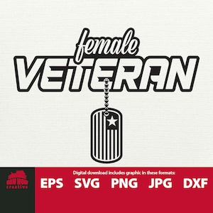 Verenigde Staten vrouwelijke veteraan met dog tag svg vrouwelijke veteraan SVG vrouwelijke militaire veteraan gift SVG Amerikaanse veteraan vrouwelijke oorlog veteraan SVG