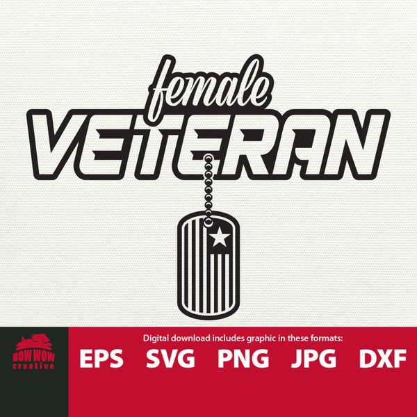 United States Female Veteran with Dog Tag svg female veteran svg female military veteran gift svg american veteran female war veteran svg