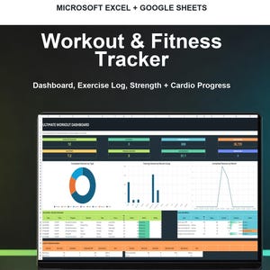 Foglio di calcolo per il monitoraggio degli allenamenti, pianificatore di fitness in Excel e Fogli Google, registro degli esercizi