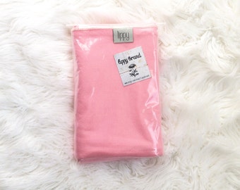 Baby girl blanket.  Solid pink color. Soft stretchy knit material. Size 31 by 40 inches.   Made by lippy brand.
