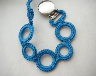 Baby boy pacifier clip. Color- Blue.  (Universal style- fits mam, soothie, nuk)    Made by lippybrand.