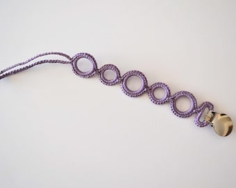 Pacifier Clip- PURPLE - Universal style: fits mam, soothie, nuk....    (Made by lippybrand)