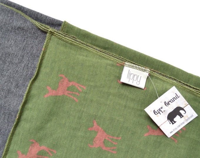 Baby Boy Deer Blanket. Gray / Green / Brown / Deer / Made by Etsy