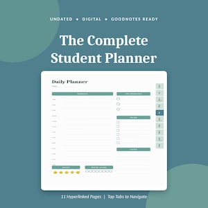 Agenda digital para estudiantes sin fecha / Agenda GoodNotes en PDF con hipervínculos / Agenda académica Notability College Planner imprimible de descarga instantánea