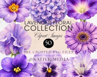 Lavender Botanical Floral Collection | Watercolor PNG Collection | Clip Art| Digital Download