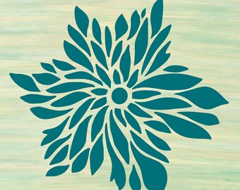 Türkisfarbenes Blumen-Wandbild zum Ausdrucken | Botanischer Druck im kleinen Format | Salbeigrüne Blumendekoration | Digitaler Download