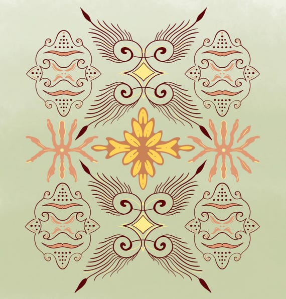 Folk Flower Tile art print