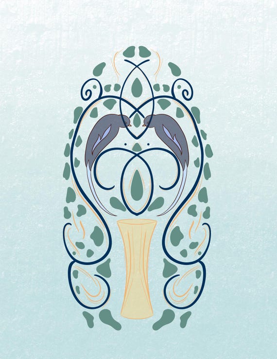 Navy Botanical art print