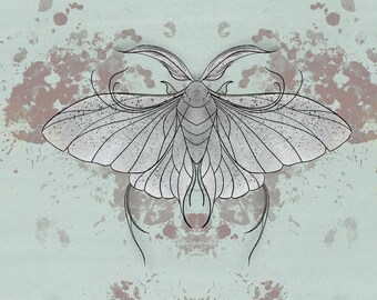 Schmetterlingsflügel als Strichzeichnung zum Ausdrucken | Zarte botanische Insektenzeichnung | Wanddekoration in neutralem Grau | Digitaler Download