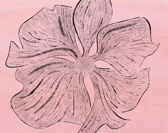 Abstraktes Kunstdruck-Motiv mit Tintenstrahl-Effekt | Rosa-schwarzer Pinselstrich-Druck | Modernes, ausdrucksstarkes Dekor | Digitaler Download
