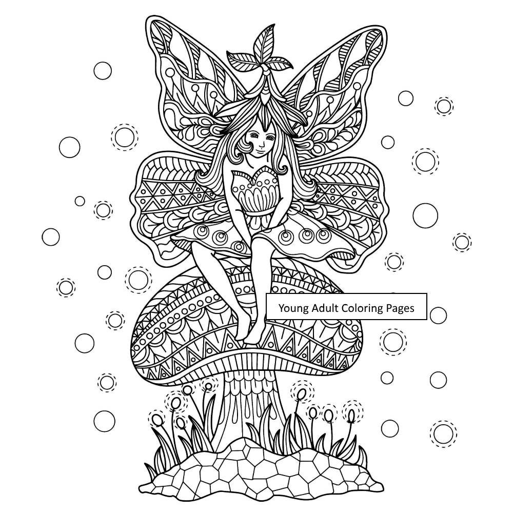 Printable Adult Coloring Page Fantasy Coloring 13 Fairy. | Etsy