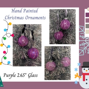 Purple 2.65 Glass Ball Ornaments Christmas Tree Ornaments, , Handmade Christmas decoration,
