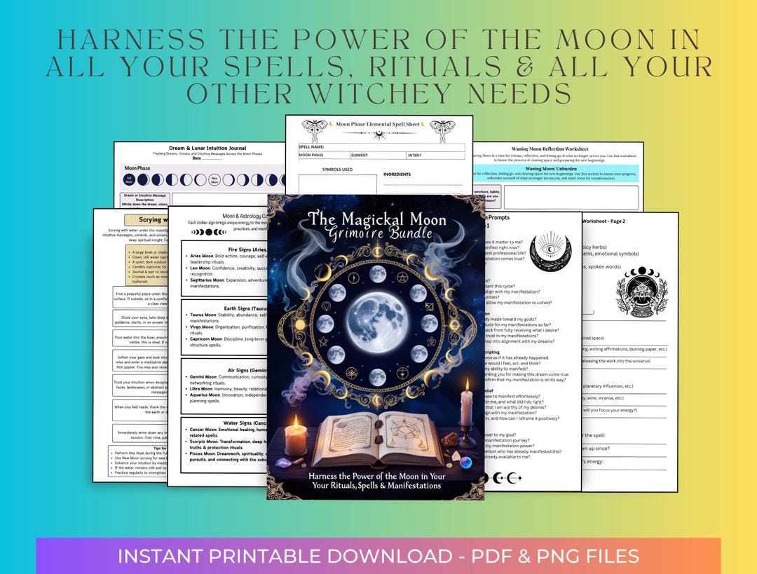 Moon Rituals Book Moon Ritual Grimoire: Lunar Planner, Wiccan Book of Shadows (PDF ...