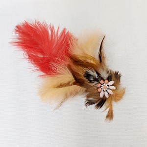Feather hat pin plume accessory, 12&quot; Feather brooch pin feather Cockade hat pin Handmade