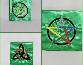 Handmade Green Altar Cloth 27"x21"   wiccan pagan tools ritual witchcraft supplies Tarot cloth