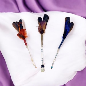 Smudging Feathers leather wrapped house blessing cleansing housewarming gift