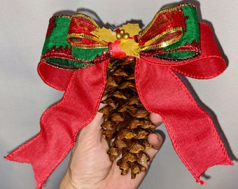 Natural Pine cone ornament large White Pine Rustic holiday decorations pinecone first Christmas