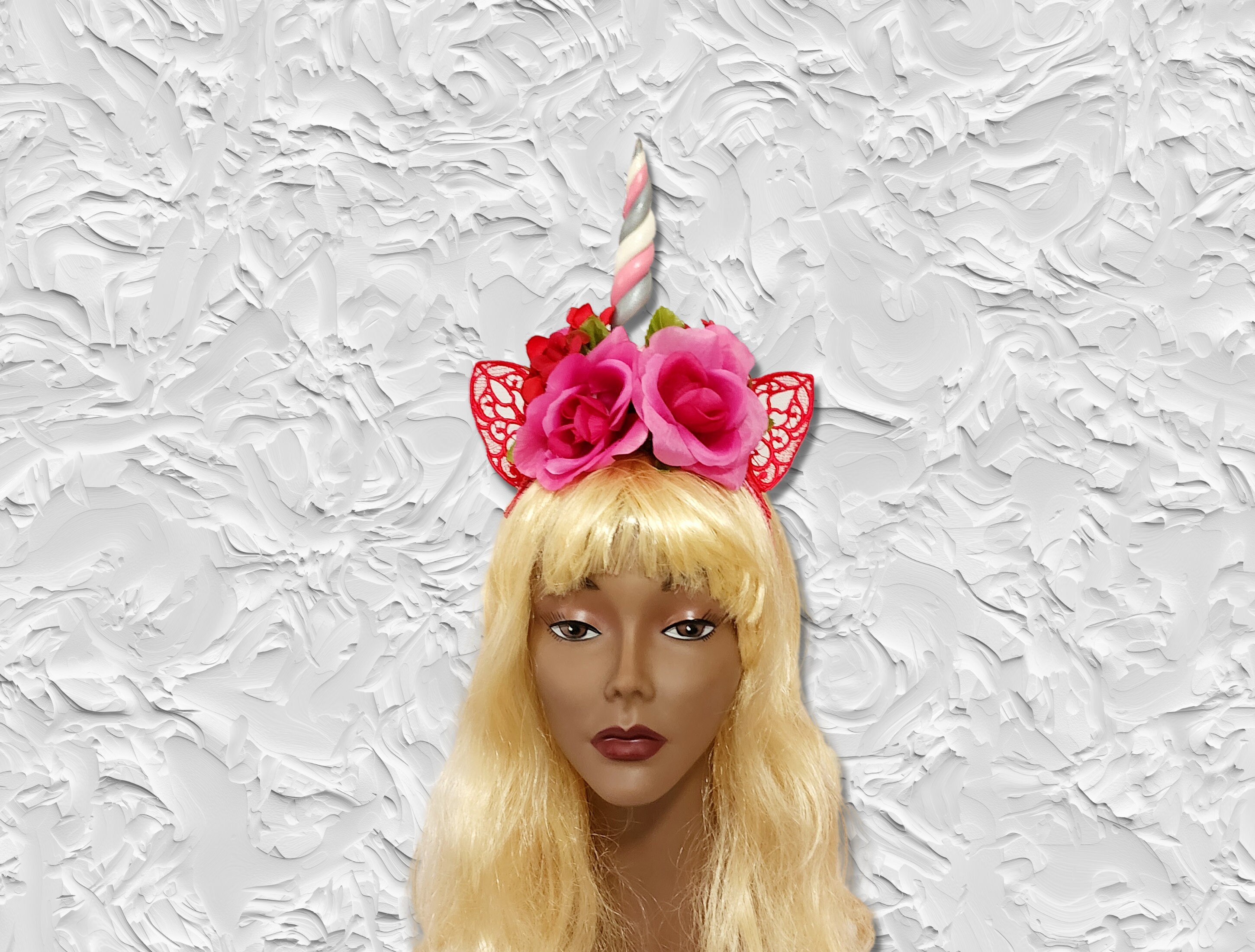 Pink Beaded Unicorn Headband | Statement Crown | Handmade NWT Pink Unicorn Crown, Flower Headband, Mushroom Crown, Forest  main image 4