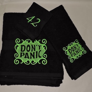 Don&#39;t Panic Towel Day set , Hitchhiker&#39;s Towel  Do you know where your towel is? Luxury Bath Towel Intergalactic Traveler