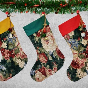 Unique Farmhouse christmas stocking, victorian Christmas, cottage core stocking, Heirloom christmas stocking, handmade keepsake stocking