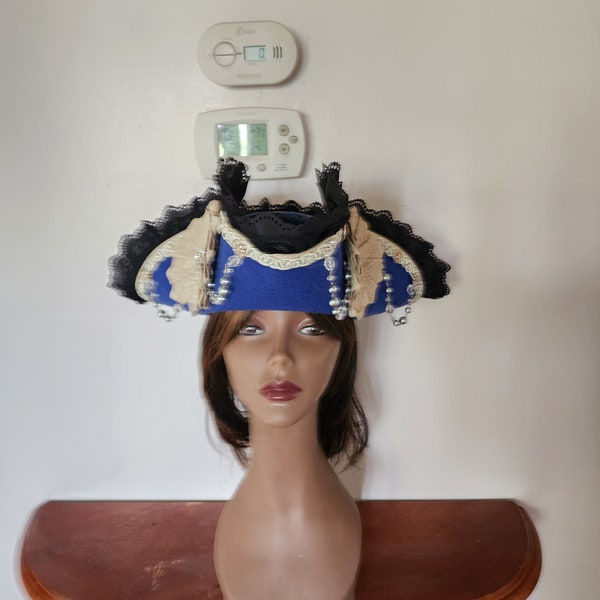 Womens Tricorn Hat Brown Pirate Lady Hats Female Halloween Costume