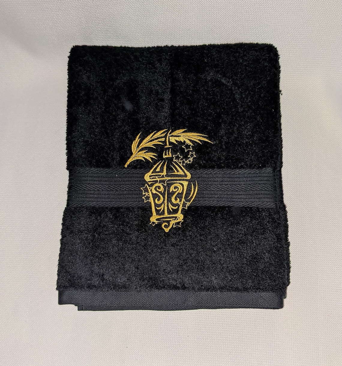 Black Christmas embroidered bath towel Black holiday decor Etsy