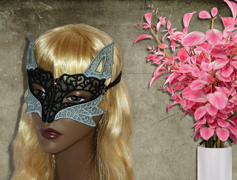 Black & Grey Fox Mask Kitsune Rave Mask Fox Masquerade Mask - Etsy