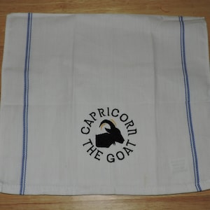 RTS Embroidered CAPRICORN - the goat- kitchen dish towel - Zodiac, Horoscope, Astrology, Birthday, Christmas gift, housewarming