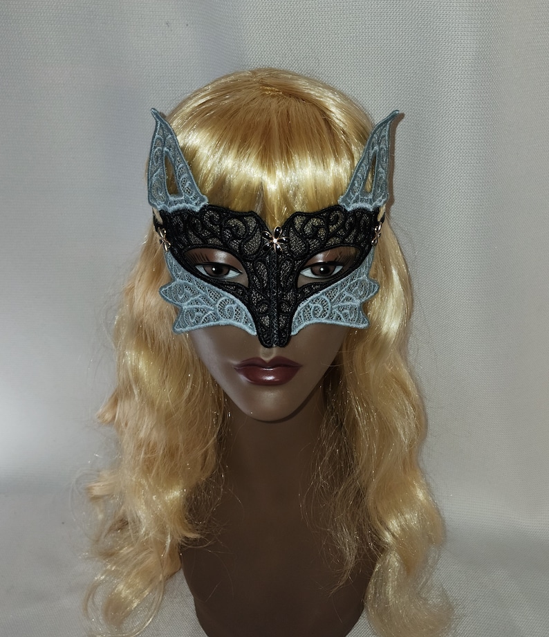 Black & Grey Fox Mask Kitsune Rave Mask Fox Masquerade Mask - Etsy