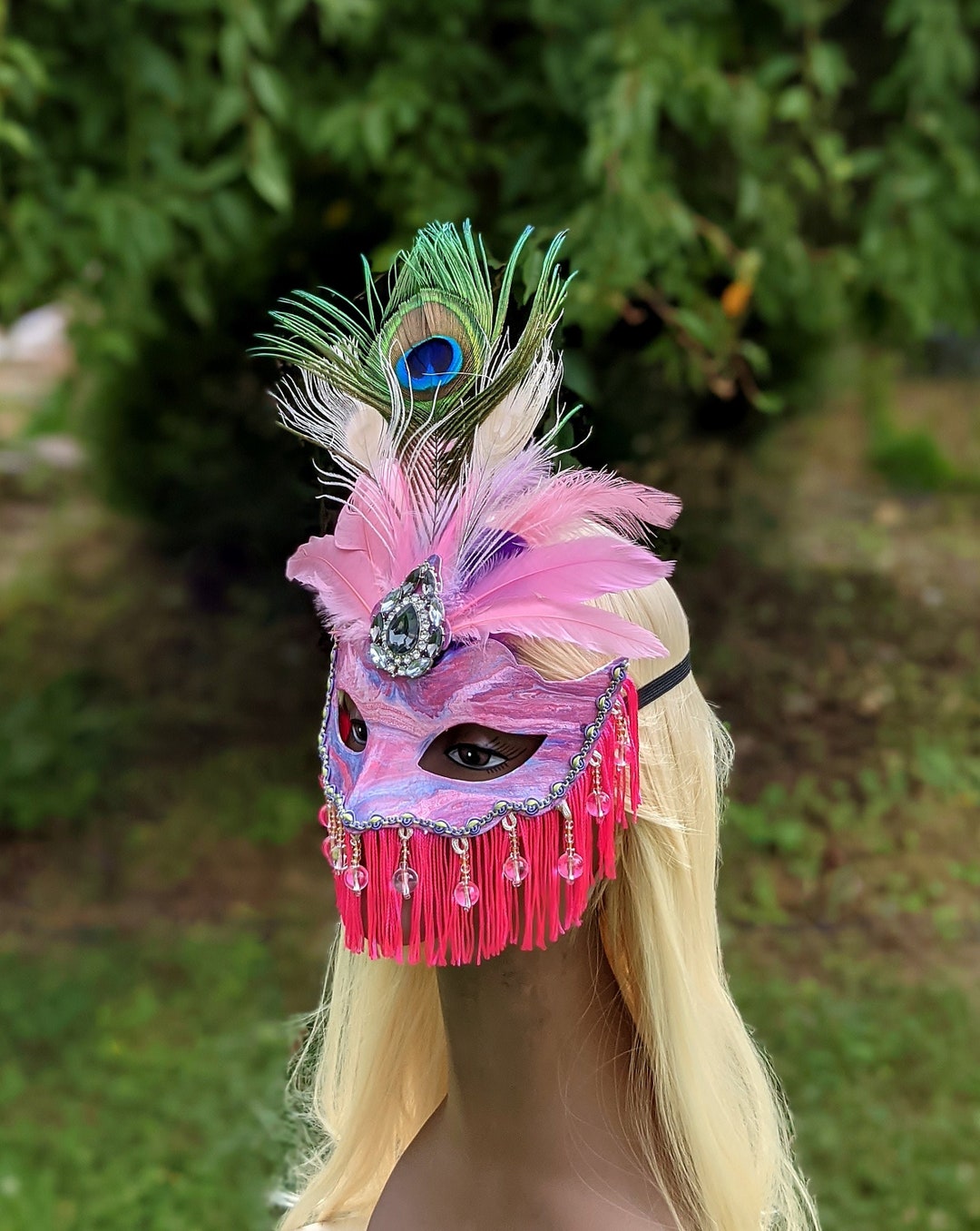 pink mardi gras mask porcelain