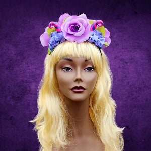 Horned Flower Fairy Headband - Enchanted Forest Festival Crown with Polymer Clay Horns, Mythical Dryad Cosplay, Fantasy Photo Prop
