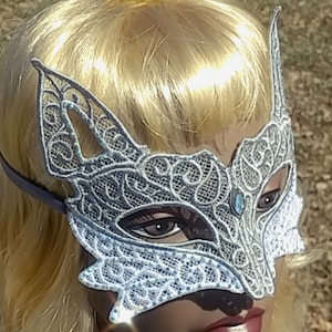 Custom Freestanding lace Fox Mask Crystal Rhinestones Freestanding Lace Masquerade Ball Steampunk foxy, Mardi Gras boudoir kitsune mask image 9