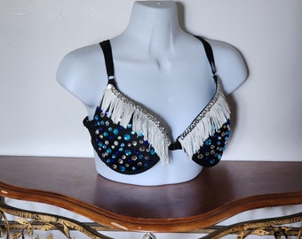 Rave festival Bra 38C, Belly Dancer, or burlesque top perfect for tribal events or burning man Halloween costume accessory for SCA LARP