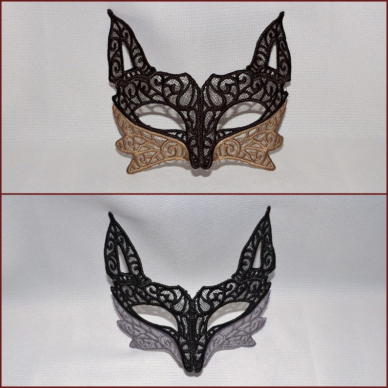 Custom Freestanding lace Fox Mask Crystal Rhinestones Freestanding Lace Masquerade Ball Steampunk foxy, Mardi Gras boudoir kitsune mask image 7