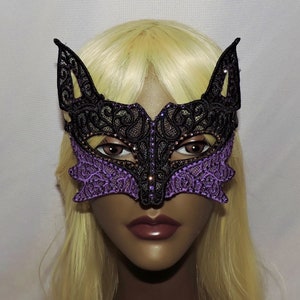 Custom Freestanding lace Fox Mask Crystal Rhinestones Freestanding Lace Masquerade Ball Steampunk foxy, Mardi Gras boudoir kitsune mask image 10